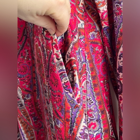 Women's long sleeve top, long tunic v-neck, pockets, red, purple, grey, pink - Picture 5 of 13